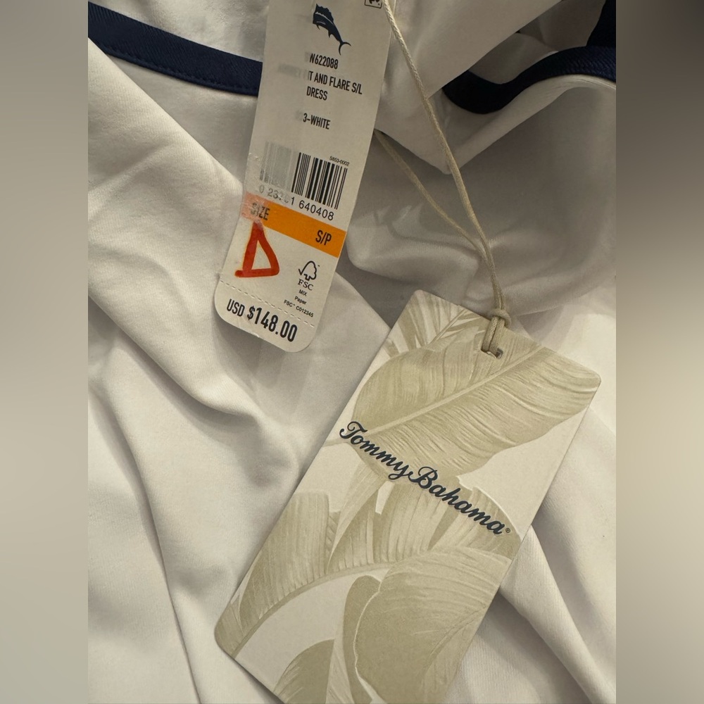 NWT Tommy Bahama Aubrey Fit and Flare IslandZone® Dress White Small - Picture 8 of 8